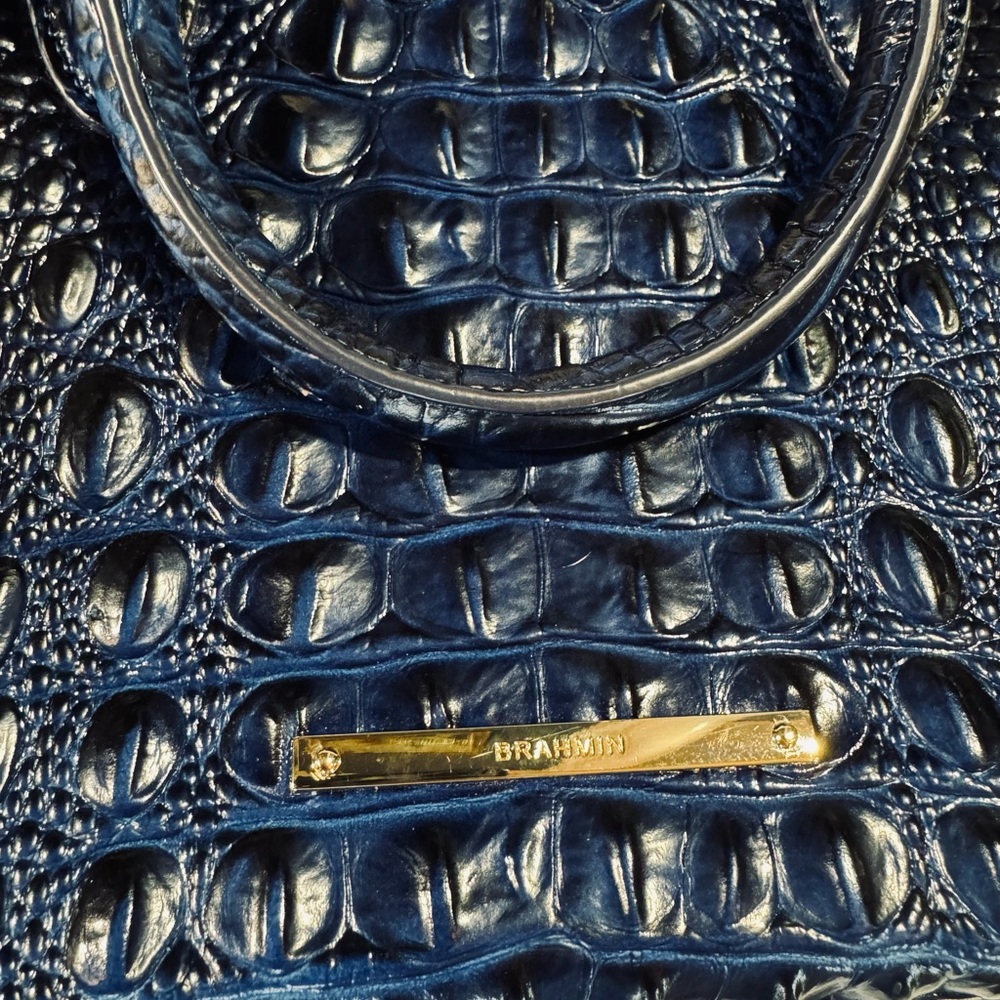 Brahmin Blue Croc-Embossed Satchel - Picture 8 of 10